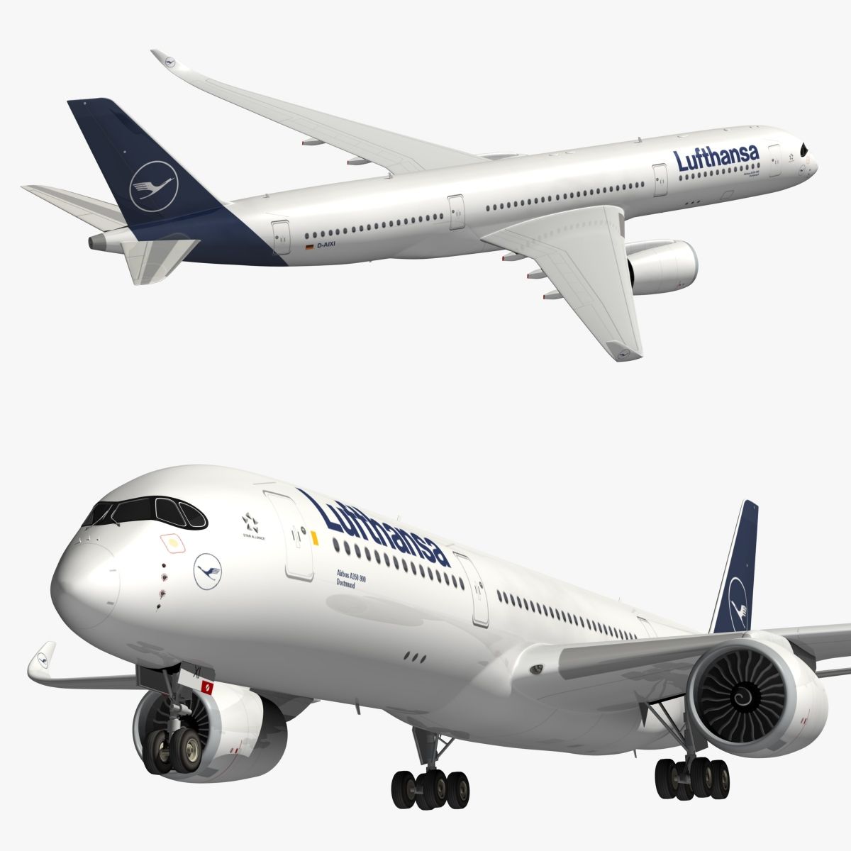 空中客车A350 XWB汉莎航空 3d model