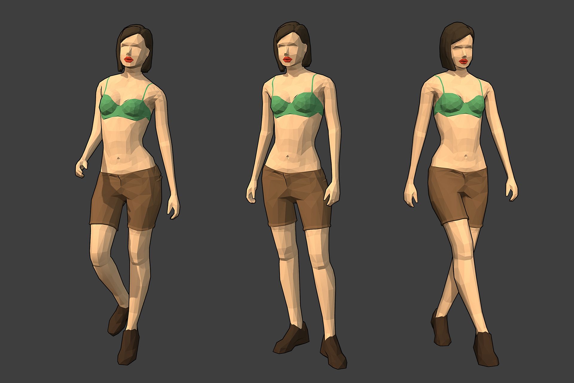 Rigged Lowpoly Weibliche Figur - Diana 3d model