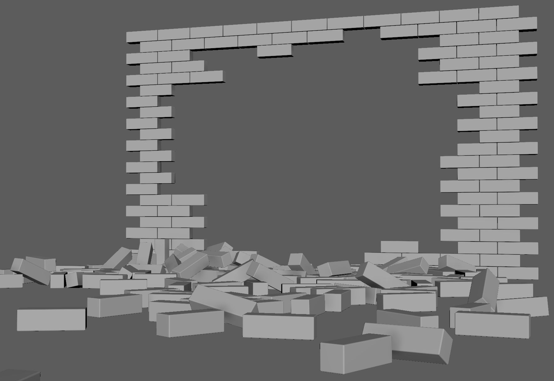 Brick wall destruction 3d model