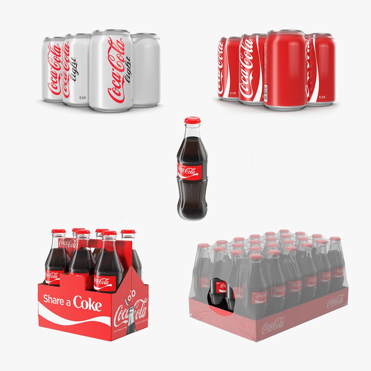 Коллекция банок Coca Cola 3d model