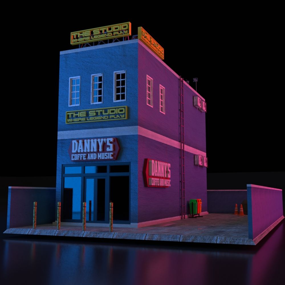 COMMERCIAL STORE STREET GEBÄUDE LOW POLY PBR 3d model