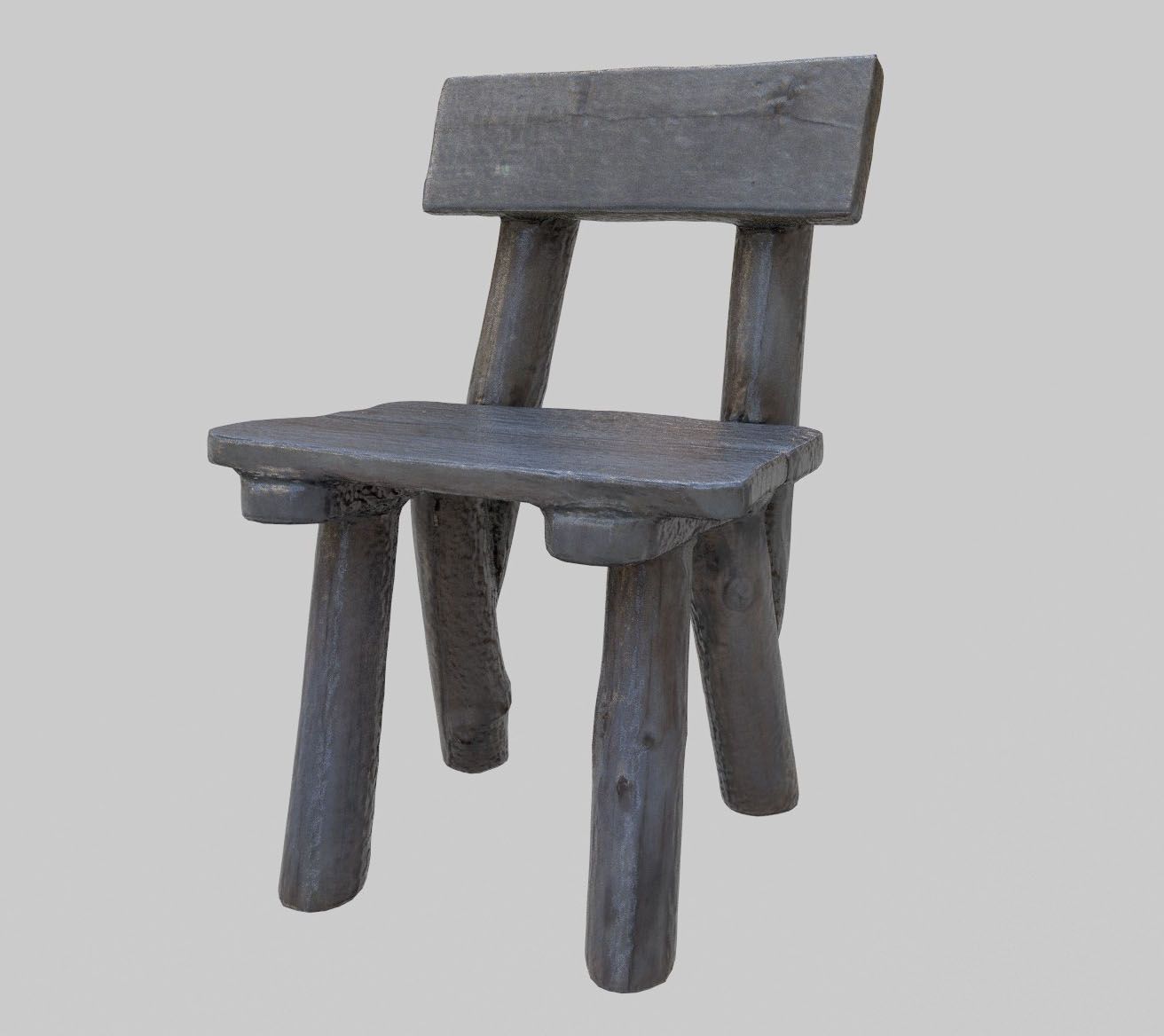 Oude houten rustieke stoel 3d model