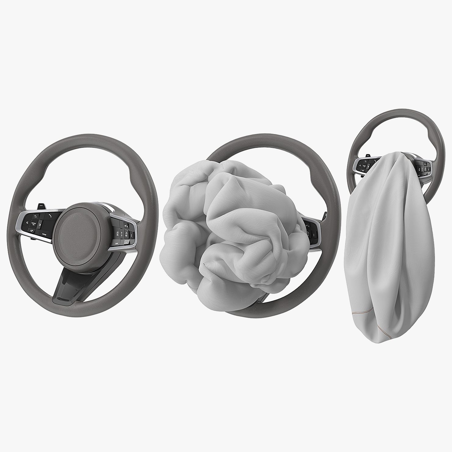 Steering Wheel with Airbag Animated for Maya 3d model