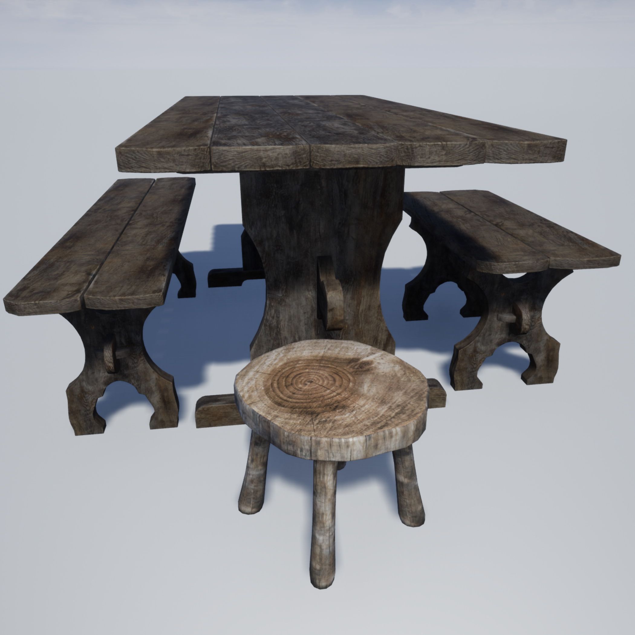 Medieval Kitchen Furniture Set 3d model