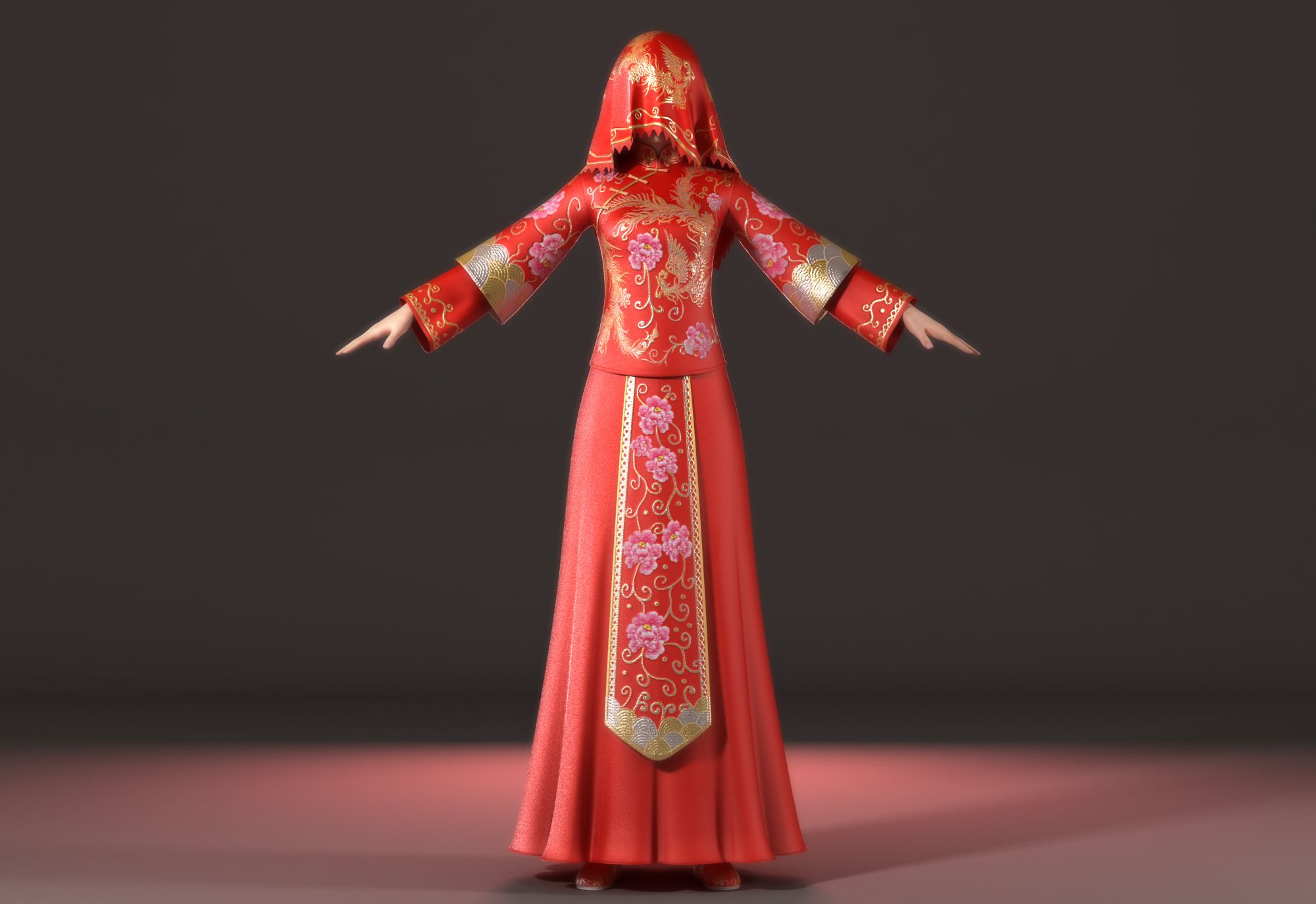 Asian  woman wedding dress Chinese style clothes 3d model