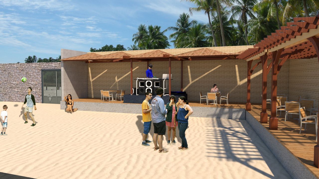 Restaurant aan het strand 3d model