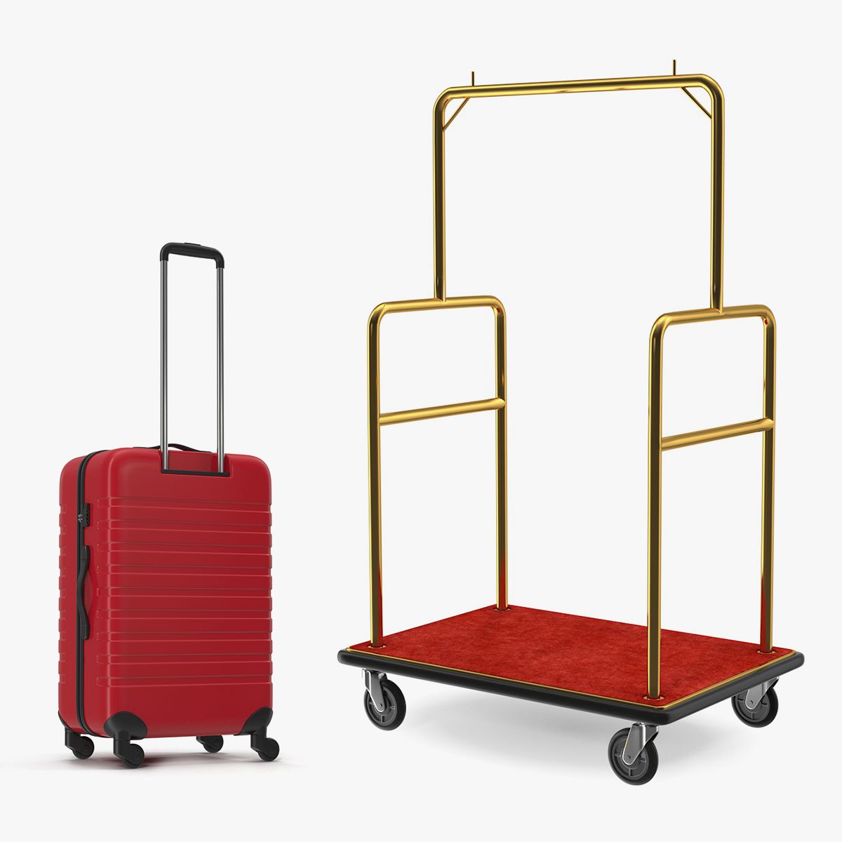 Hotel Bagage Cart and Bagage Bag Collection 3d model