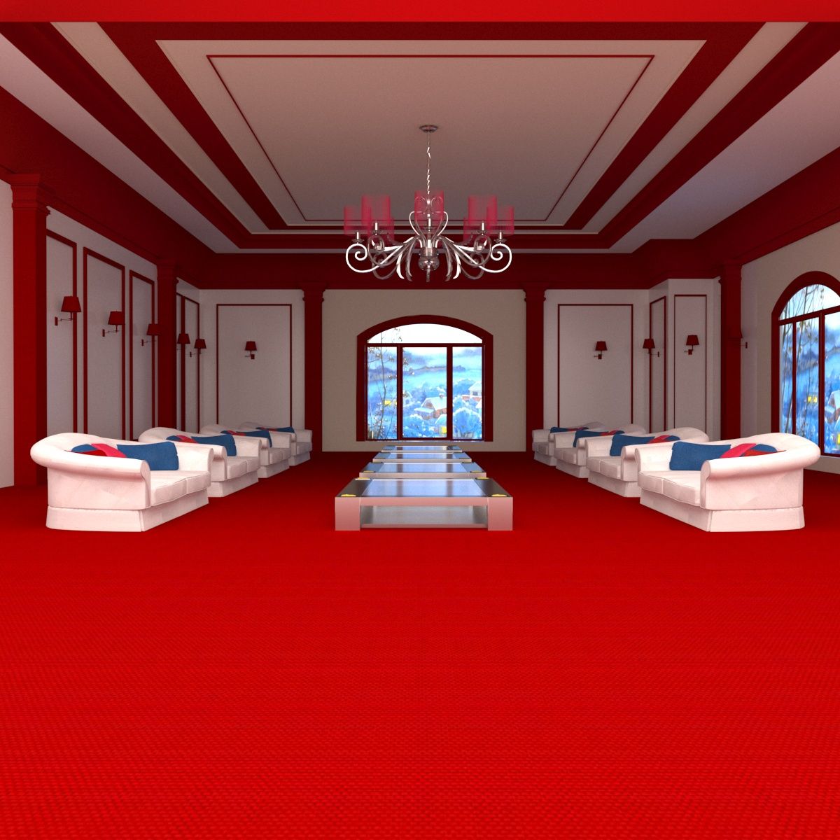 Hall Room Interior 3d model