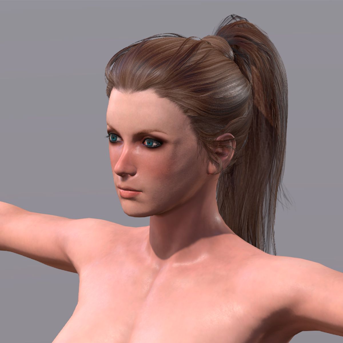 Naked woman Rigged game character 3d model