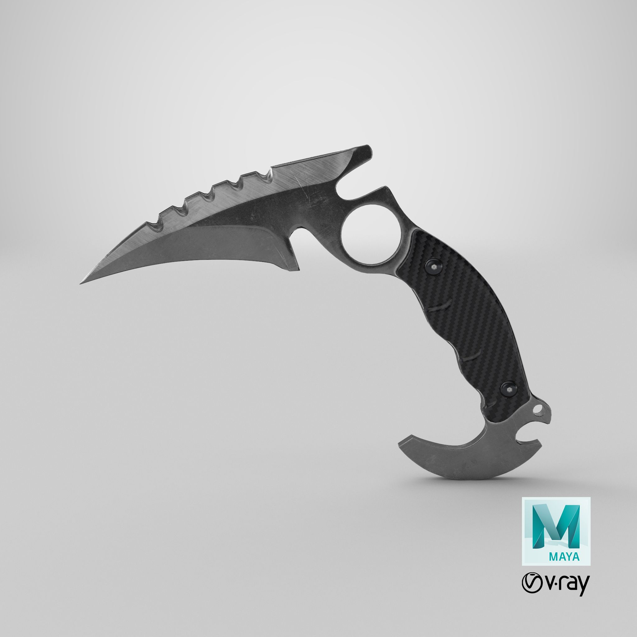 karambit royalty-free 3d model - Preview no. 17