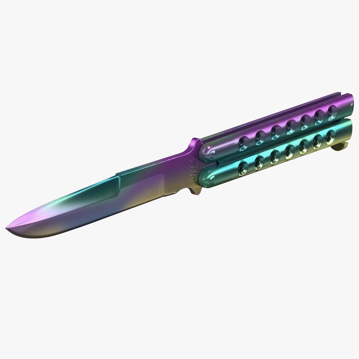 马尼拉文件夹 Balisong 蝴蝶刀淡化彩虹 3d model