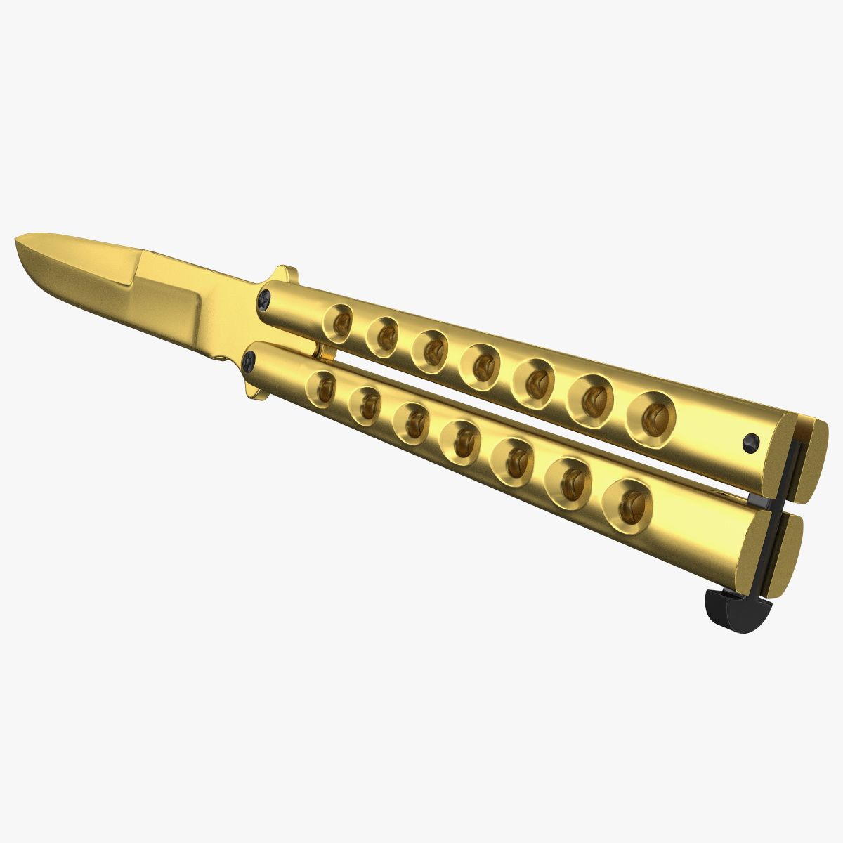 Faca Borboleta Balisong Dourada 3d model