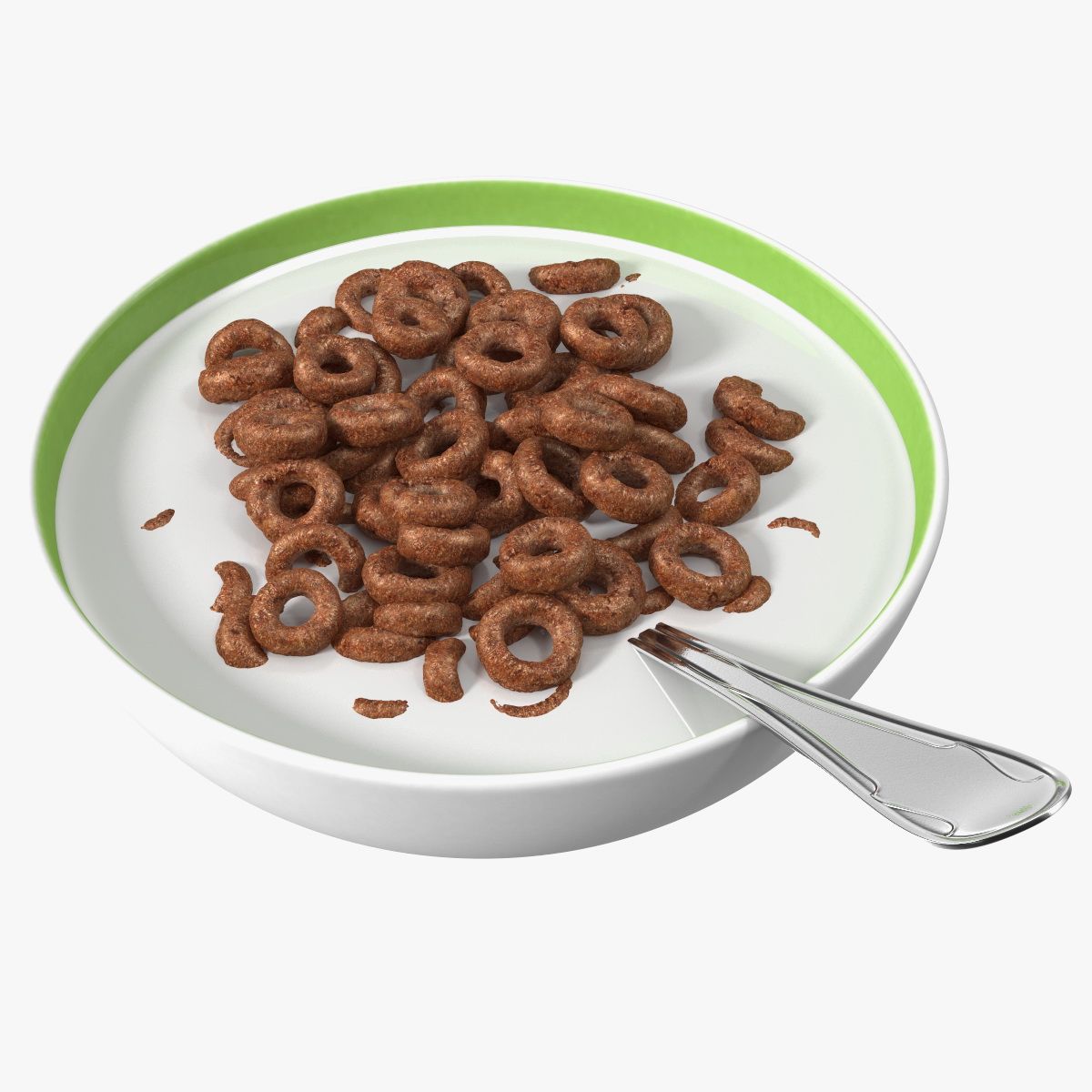 Chokladringar frukost med mjölk 3d model