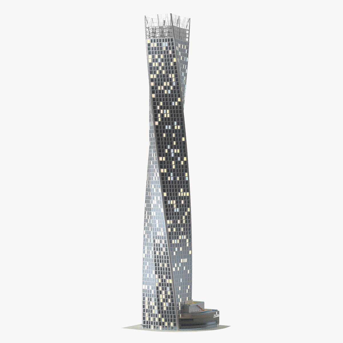 Cayan Tower wolkenkrabber nachtgloed 3d model