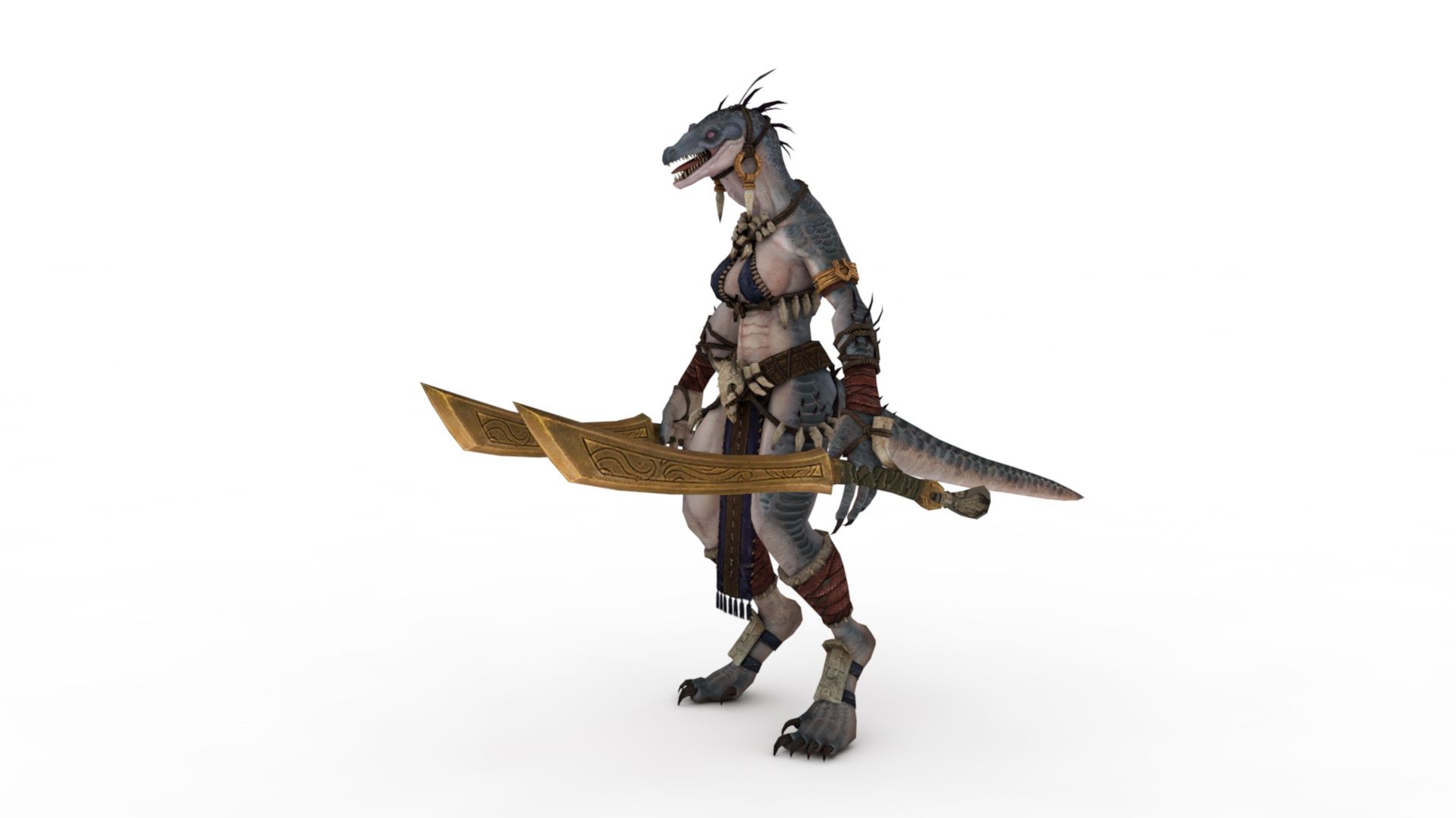 lizardmen royalty-free 3d model - Preview no. 2