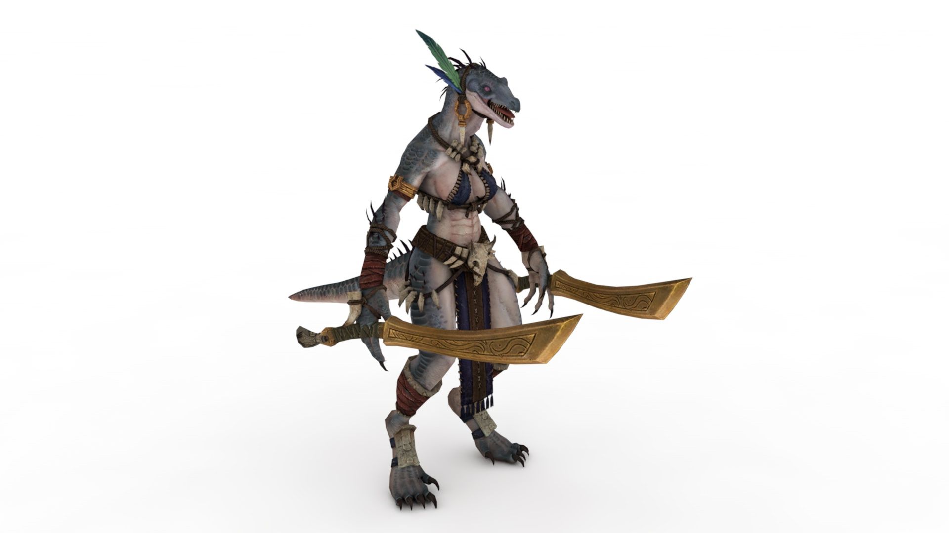 lizardmen royalty-free 3d model - Preview no. 3