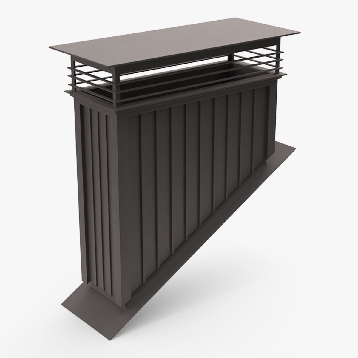 Rectangular Metal Chimney Black Corner Base 3d model