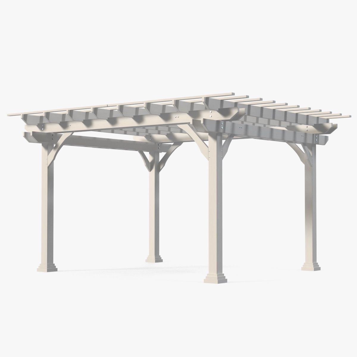 White Painted Wooden Pergola 3d model