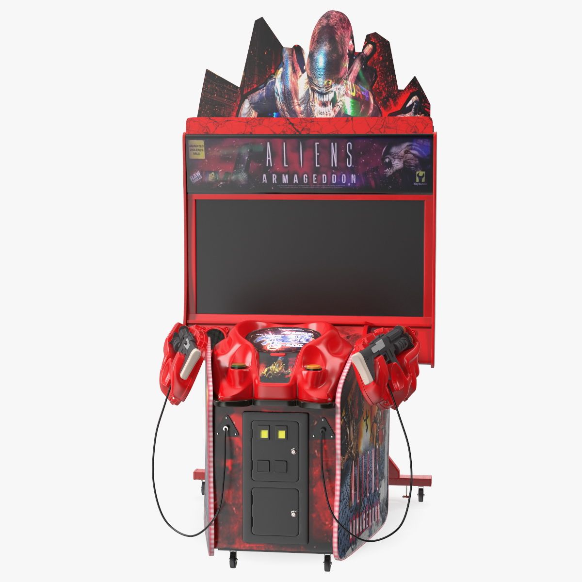 Arcade Game Machine Aliens Armageddon Off State Rigged 3d model