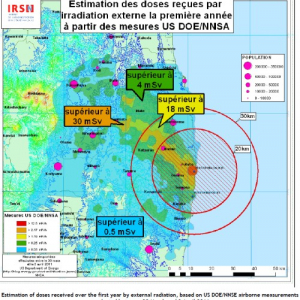 【参考】フランスIRSNによる「推定年間被曝量を示した地図」