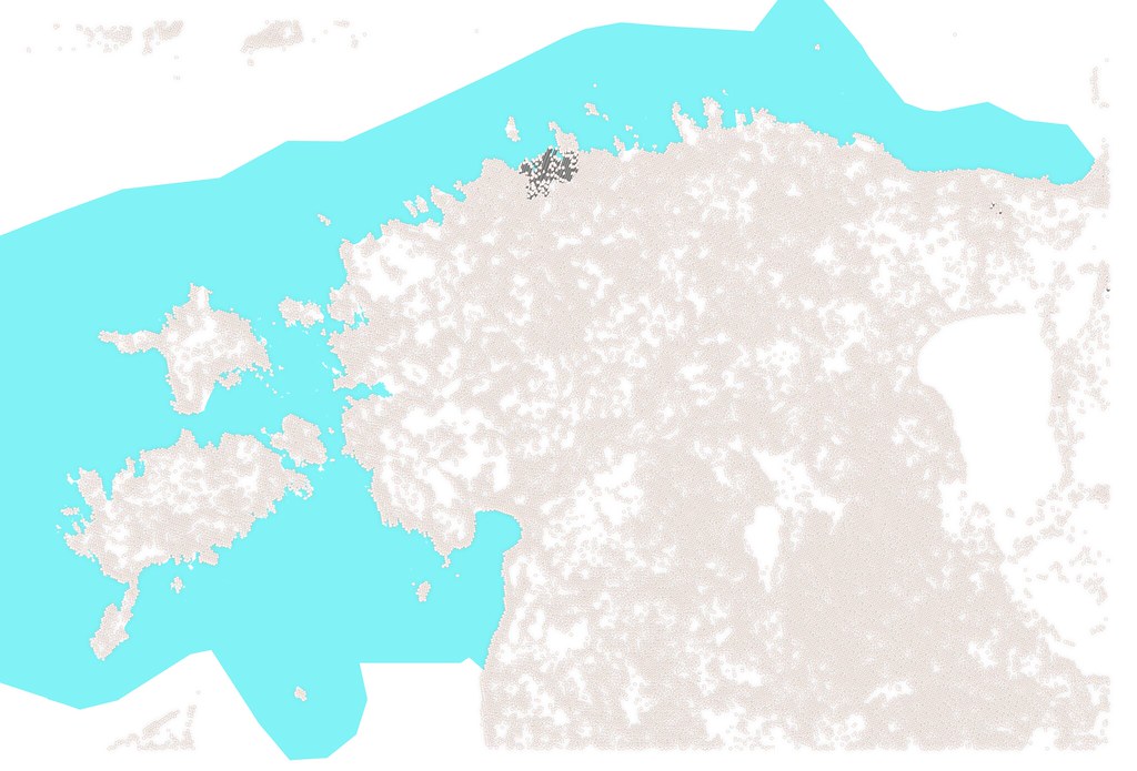 Where people live in Estonia. Relative height of houses.  #30DayMapChallenge 14. and 21.11.2022 Hexagons and Data: Kontur Population Dataset