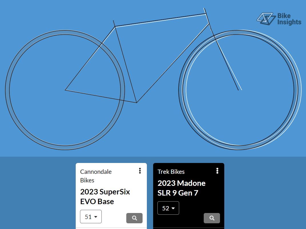 EVO4(白) vs Madone Gen7(黒)、サイズ51