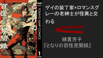 ゲイの装丁家×ロマンスグレーの老紳士が怪異と交わる　綿貫芳子『となりの百怪見聞録』画像