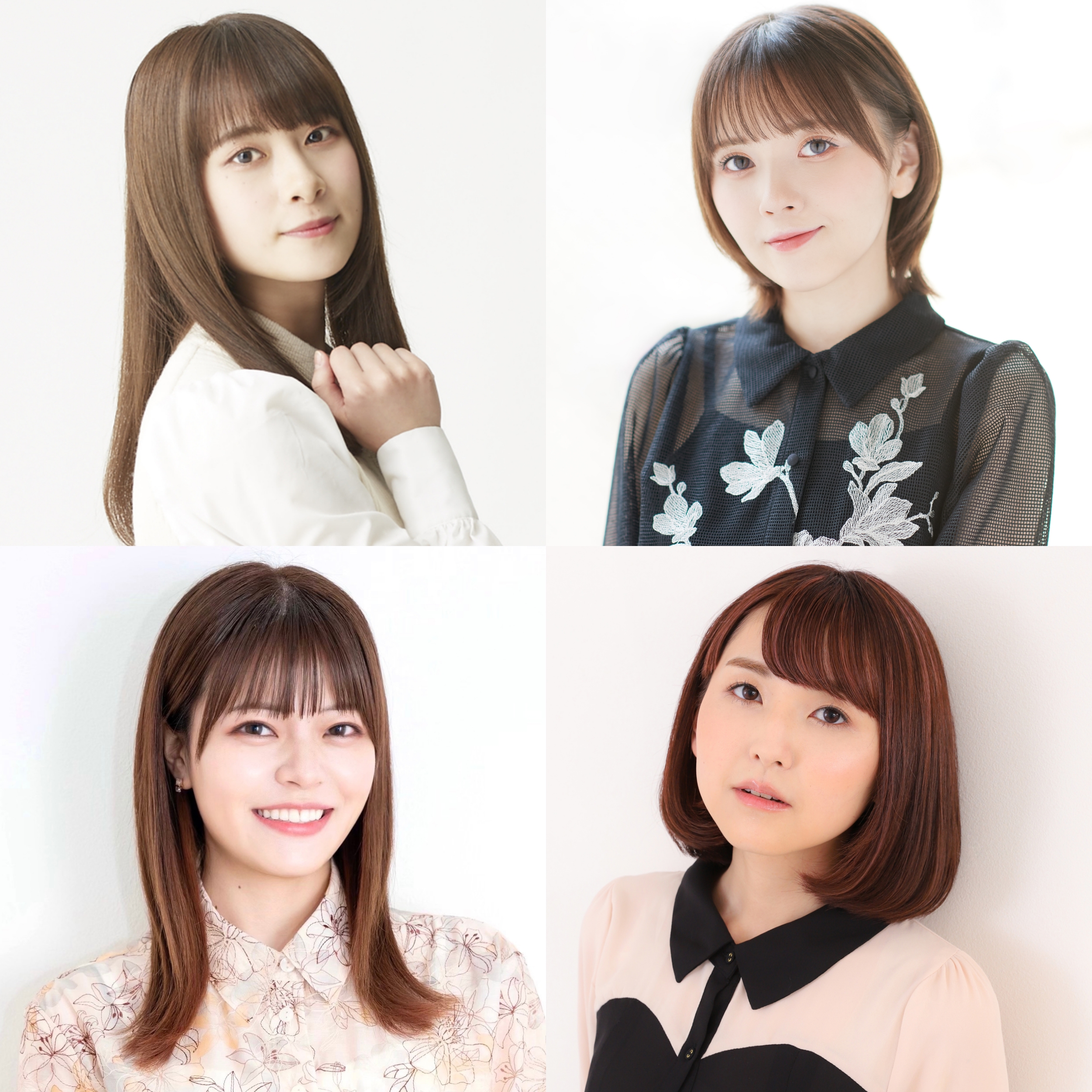 天乃リリサ(cv.前田佳織里)、橘美花莉(cv.鬼頭明里)、ノノア(cv.鈴代紗弓)、喜咲アリア(cv.渡部紗弓)