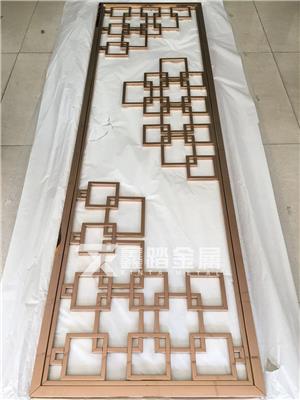 镜面玫瑰金不锈钢花格 玄关现代风不锈钢屏风隔断生产厂家
