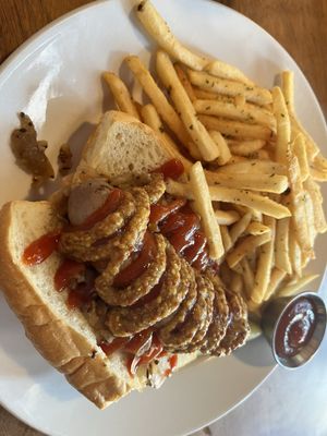 Photo of Die BierStube - Seattle, WA, US. Bratwurst sandwich