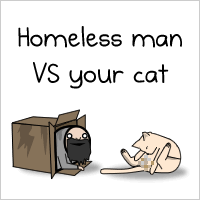 Homeless man VS your cat