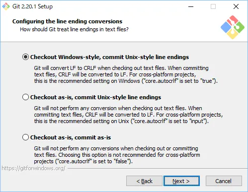 Configuring the line ending conversions