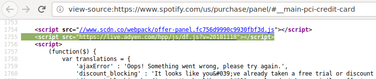 HTML code from Spotify.