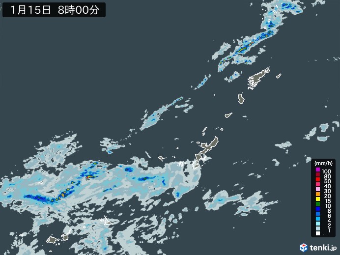 沖縄地方の雨雲レーダー(予報)