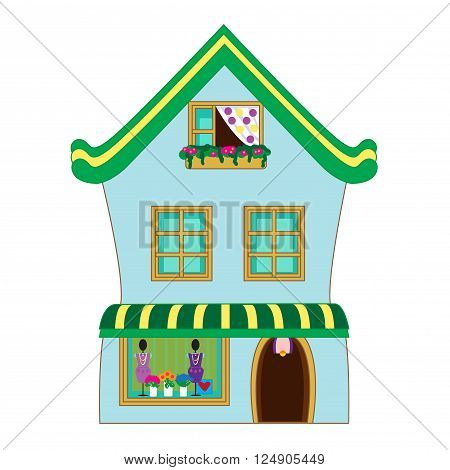 open own small business store ready dress in residential house cartoon flat design vector illustration