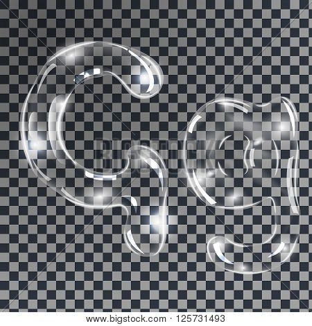 Gentle underwater or soap bubbles in the shape of letter G in gray shades on transparent background vector