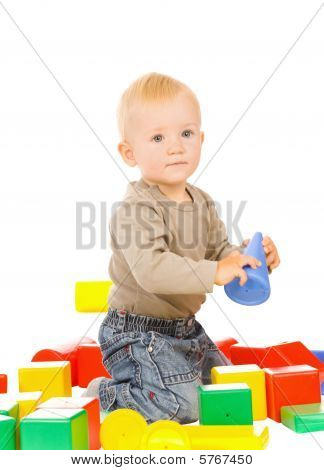 Boy Play With Bricks