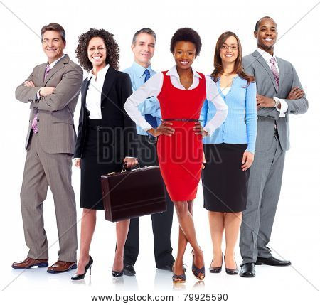 Group of business people team. Isolated over white background.