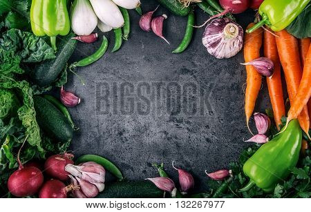 Vegetables. Fresh vegetables. Colorful vegetables background. Healthy vegetable studio photo. Assortment of fresh vegetables close up.