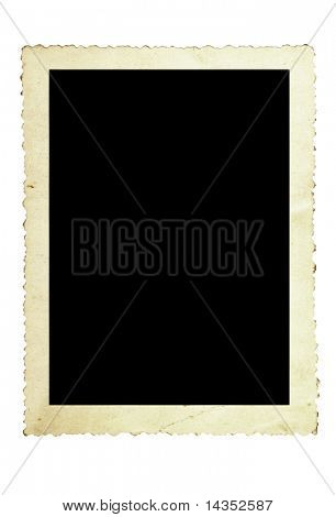 Vintage photo frame, with scalloped edge, isolated on white.