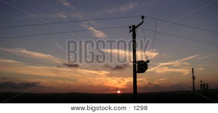 Sunset With Phone Wire